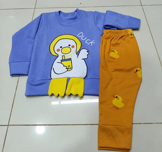 2 Pcs Girl's Fleece Printed Tracksuit