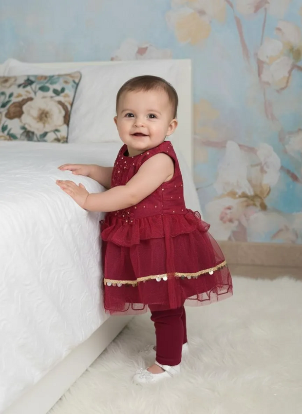 Stylish Collection New Baby Girl Fancy Frock With Free baby Sandals