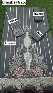 2 Pcs Women's Unstitched Embroidered Suit