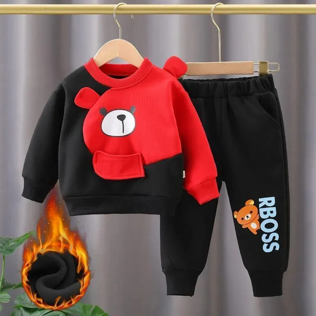 2 Pcs Boy's & Girl's Fleece Printed Track Suit