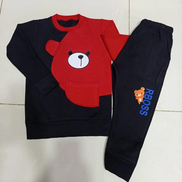 2 Pcs Boy's & Girl's Fleece Printed Track Suit