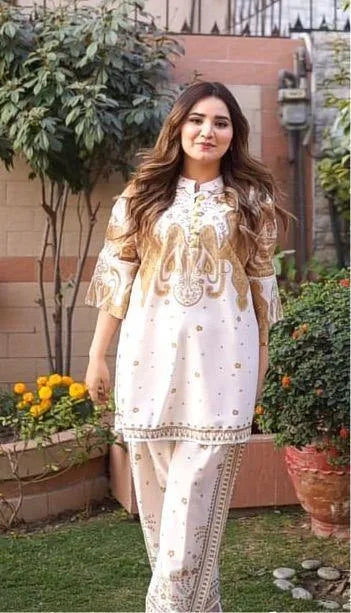 2-Piece Women's Stitched Swiss Lawn Set – Printed Shirt & Trouser