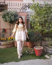 2-Piece Women's Stitched Swiss Lawn Set – Printed Shirt & Trouser