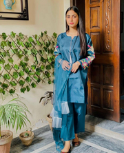 Stunning 3-Piece Stitched Suit Set – Embroidered Katan Silk for Women