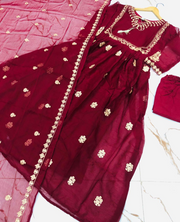 3 Pcs Women's Stitched Embroidered Chiffon Maxi with Dupatta