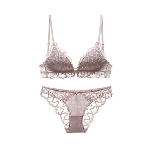 Logirlve U-Plunge Bra Set – Front Close, Backless & Sheer Black Design