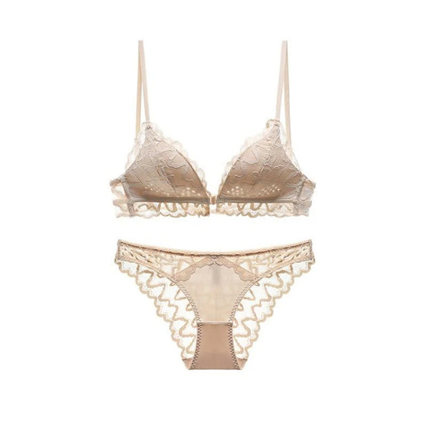 Logirlve U-Plunge Bra Set – Front Close, Backless & Sheer Black Design