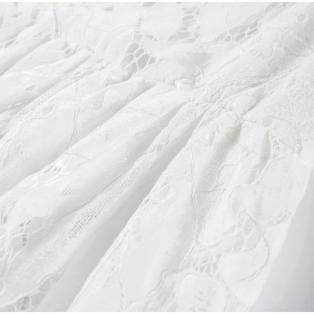 Elegant Lace Long Dress – High Collar, Slim Fit, Patchwork Design for Spring & Autumn Parties 2025