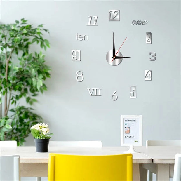 Creative 3D Luminous Silent Wall Clock – DIY Acrylic Digital Clock for Living Room & Bedroom Home Decor