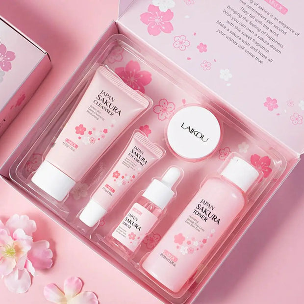 Sakura Skincare Set – Face Cream, Serum & Toner Gift Box