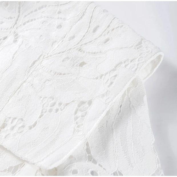 Elegant Lace Long Dress – High Collar, Slim Fit, Patchwork Design for Spring & Autumn Parties 2025