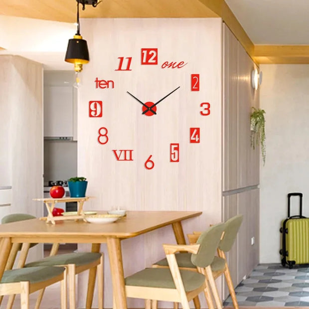 Creative 3D Luminous Silent Wall Clock – DIY Acrylic Digital Clock for Living Room & Bedroom Home Decor