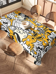 Cartoon Print Tablecloth – Modern Black & Yellow Design, Fits Most Tables