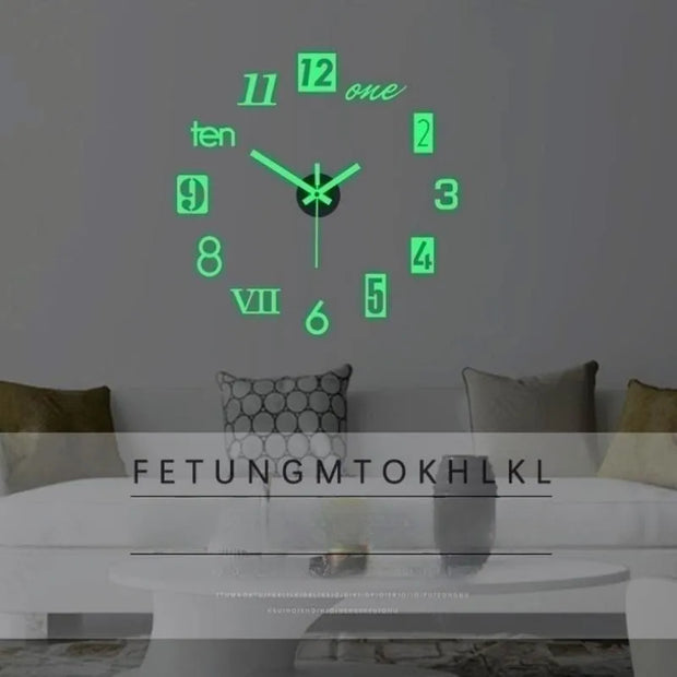 Creative 3D Luminous Silent Wall Clock – DIY Acrylic Digital Clock for Living Room & Bedroom Home Decor