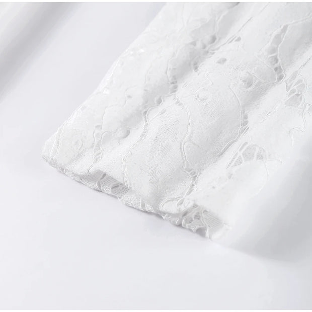 Elegant Lace Long Dress – High Collar, Slim Fit, Patchwork Design for Spring & Autumn Parties 2025