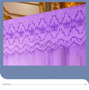 Embroidery Lace Pleated Mosquito Net – Romantic Square Canopy for Queen & Double Beds (Stainless Steel Bracket Not Included)