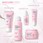 Sakura Skincare Set – Face Cream, Serum & Toner Gift Box