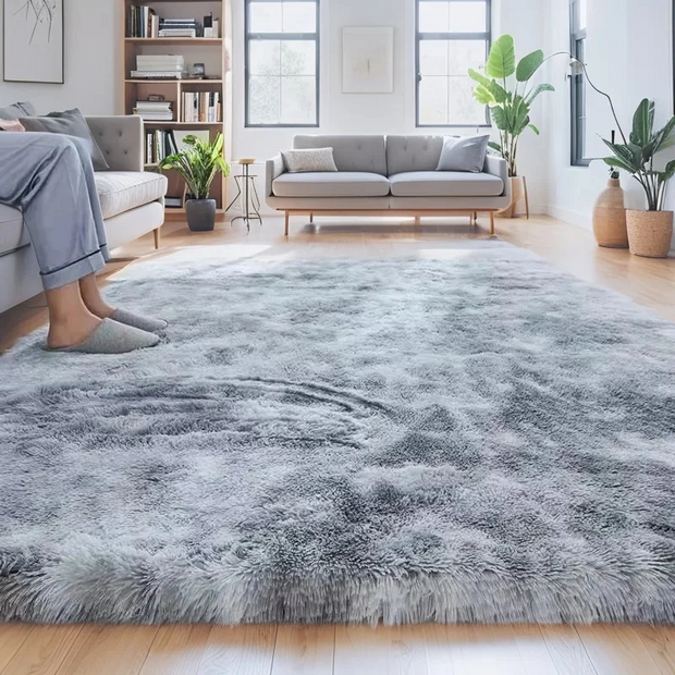 💎 Luxury Shaggy Gray Area Rug | Ultra Soft Long Pile Carpet for Living Room & Bedroom