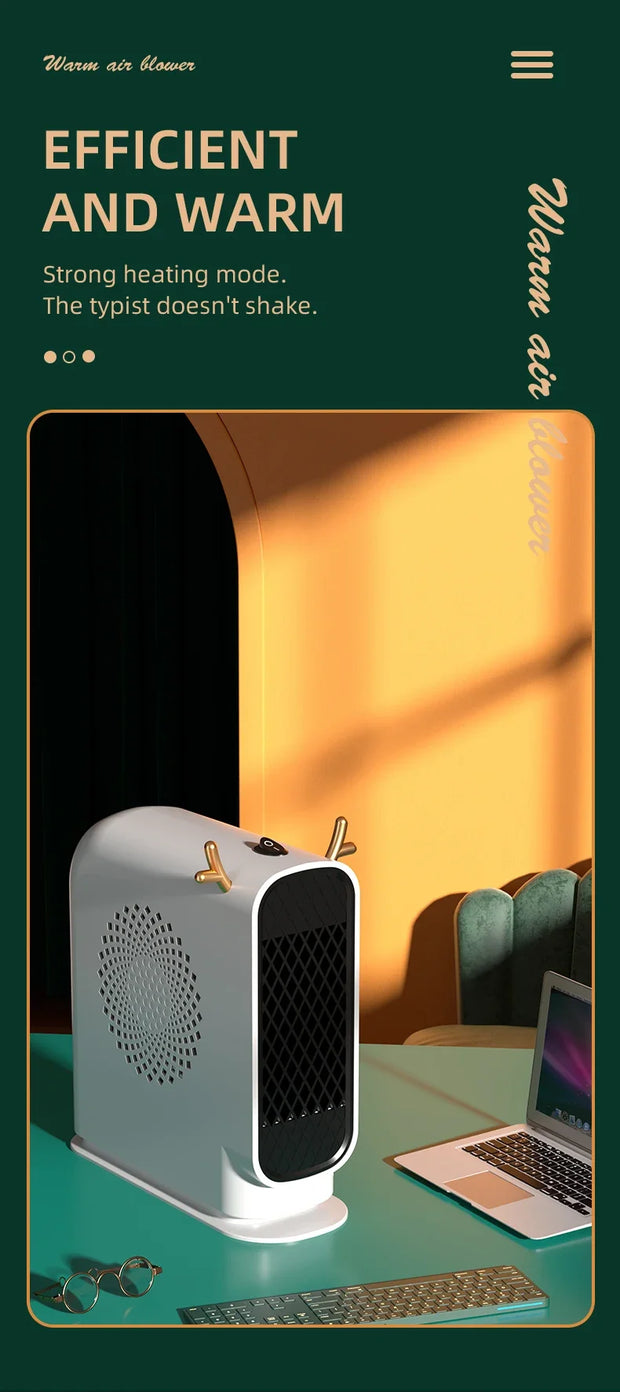 Portable Electric Heater Fan – 500W Desktop Hand & Foot Warmer for Home & Office, Energy Efficient Winter Heating