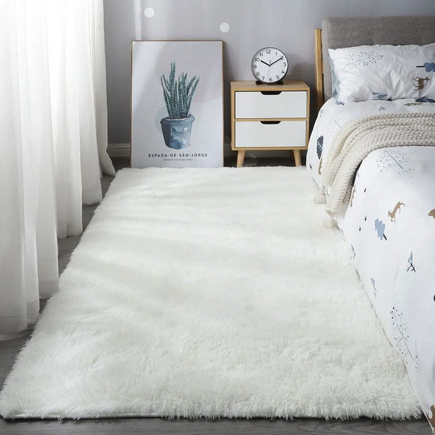 💎 Luxury Shaggy Gray Area Rug | Ultra Soft Long Pile Carpet for Living Room & Bedroom