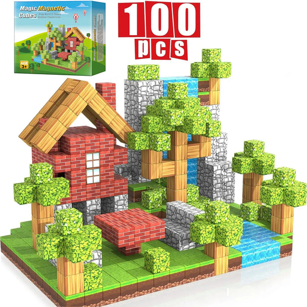 100pcs Magnetic Building Blocks – STEM Montessori Toy for Kids & Toddlers