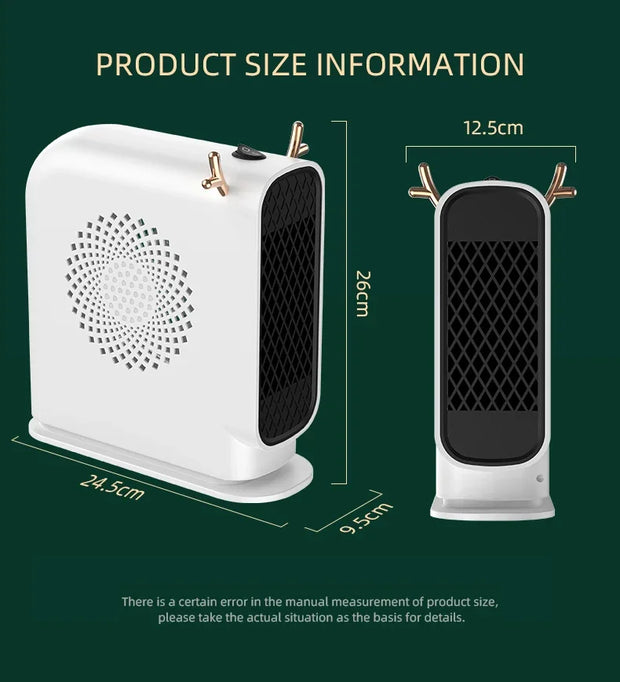 Portable Electric Heater Fan – 500W Desktop Hand & Foot Warmer for Home & Office, Energy Efficient Winter Heating