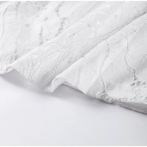 Elegant Lace Long Dress – High Collar, Slim Fit, Patchwork Design for Spring & Autumn Parties 2025