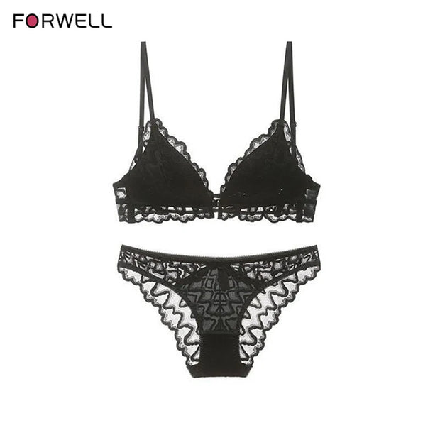 Logirlve U-Plunge Bra Set – Front Close, Backless & Sheer Black Design