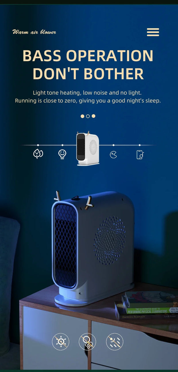 Portable Electric Heater Fan – 500W Desktop Hand & Foot Warmer for Home & Office, Energy Efficient Winter Heating